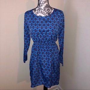 J Crew Factory Blue Medallion Tulip Hem Dress